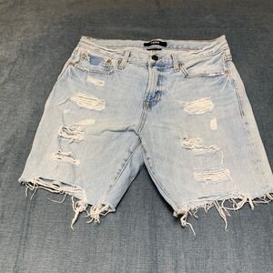 Aeropostale Loose Cut-Off Shorts Womens 29 Blue Denim Cotton Comfort Distressed